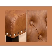 Zoom sur les détails de la chaise REGINA caramel en cuir artificiel