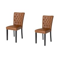 Lot de 2 chaises REGINA caramel en cuir artificiel
