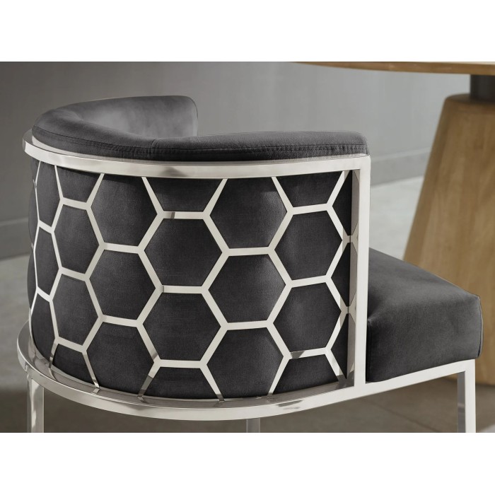 Chaise VELTO grise nid d'abeille vue de dos
