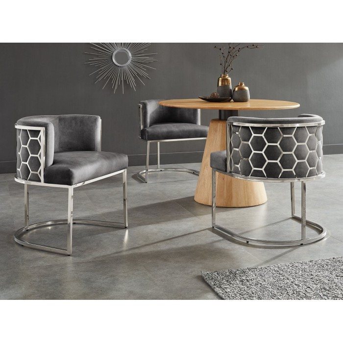 Chaise VELTO grise nid d'abeille mise en situation