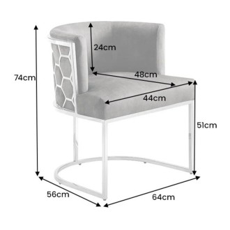Chaise VELTO grise nid d'abeille dimensions