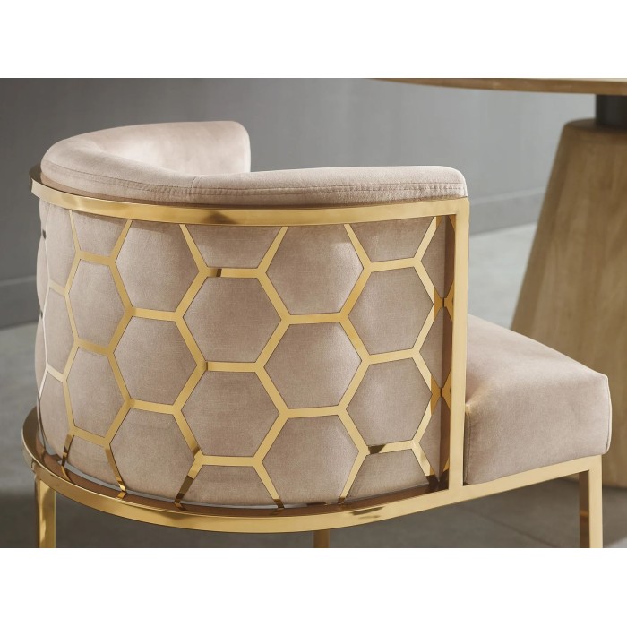 Chaise VELTO beige et dorée vue de dos