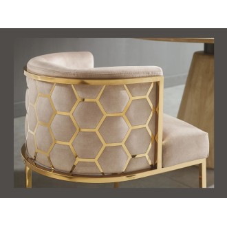 Chaise VELTO beige et dorée vue de dos