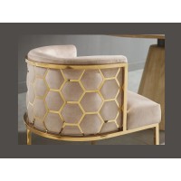 Chaise VELTO beige et dorée vue de dos