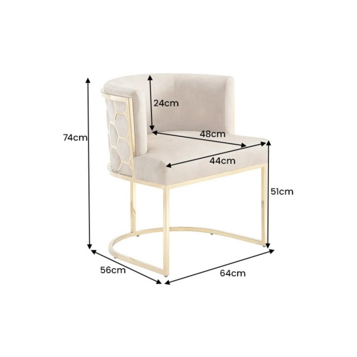 Chaise VELTO beige et dorée dimensions