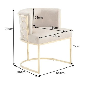 Chaise VELTO beige et dorée dimensions