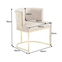Chaise VELTO beige et dorée dimensions