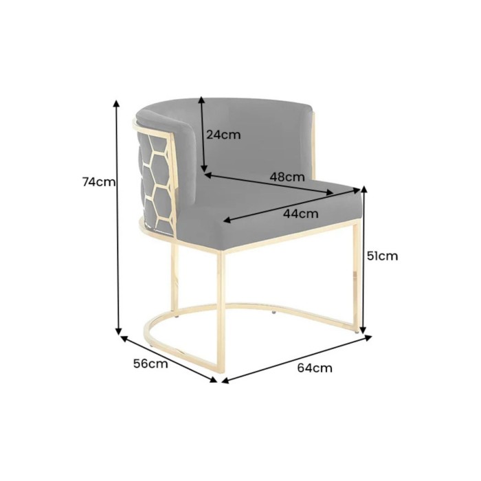 Chaise VELTO noire et dorée dimensions