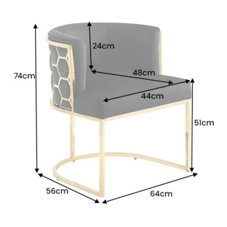 Chaise VELTO noire et dorée dimensions