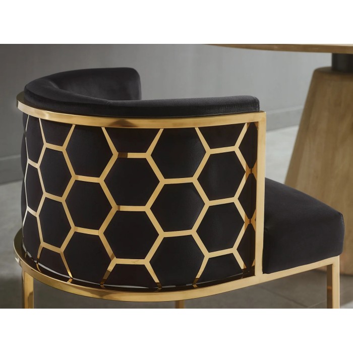 Chaise VELTO noire et dorée vue de dos