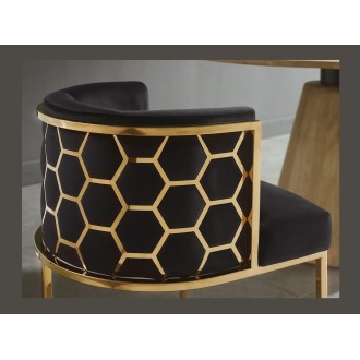 Chaise VELTO noire et dorée vue de dos