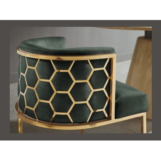 Chaise VELTO verte et dorée vue de dos