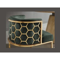 Chaise VELTO verte et dorée vue de dos