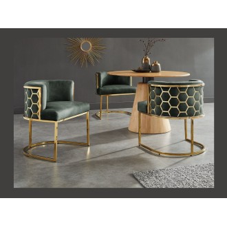 Chaise VELTO verte et dorée mise en situation