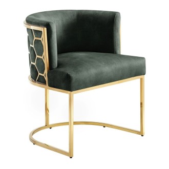 Chaise VELTO verte et dorée