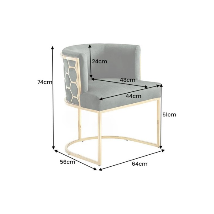 Chaise VELTO verte et dorée dimensions