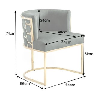 Chaise VELTO verte et dorée dimensions