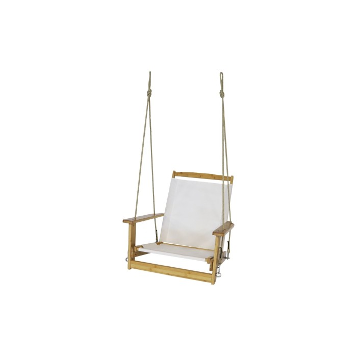 Fauteuil suspendu blanc et bois
