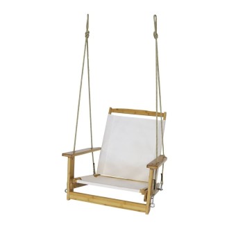 Fauteuil suspendu blanc et bois