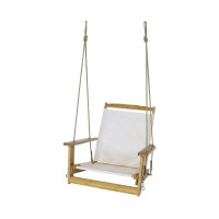 Fauteuil suspendu blanc et bois