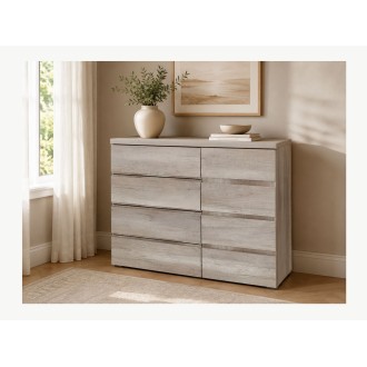 Cómoda ROMI – 4 cajones y 1 puerta – Color roble dab canyon – L110 × P43,5 × H87,5 cm – Dormitorio adulto