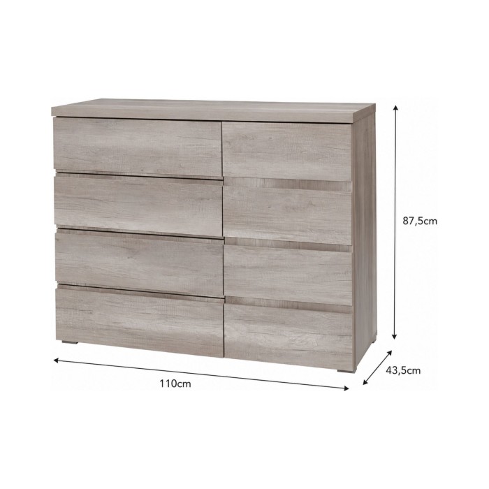 Commode ROMI 4 tiroirs et 1 porte dimensions