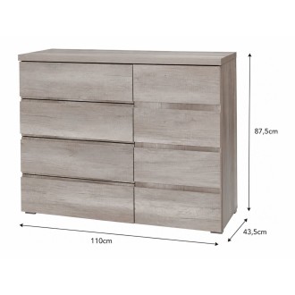 Commode ROMI 4 tiroirs et 1 porte dimensions