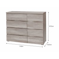 Commode ROMI 4 tiroirs et 1 porte dimensions