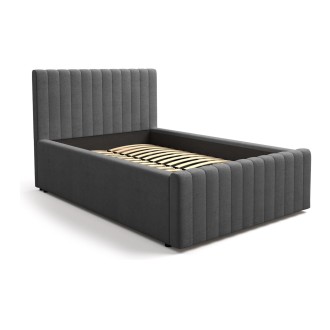 Lit simple ELORIA 120x200 en tissu gris anthracite avec tête de lit capitonnée