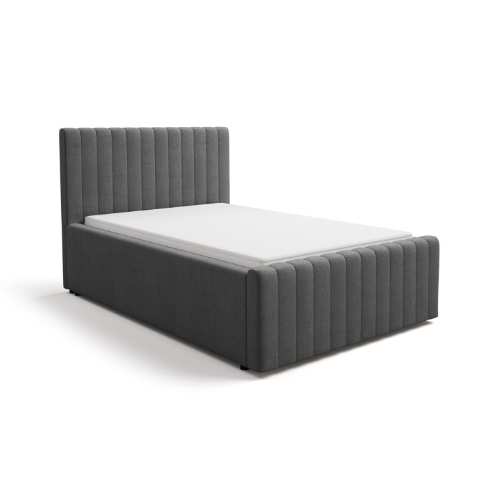 Lit simple ELORIA 120x200 en tissu gris anthracite avec tête de lit capitonnée