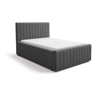 Lit simple ELORIA 120x200 en tissu gris anthracite avec tête de lit capitonnée