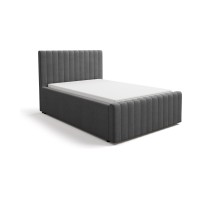 Lit simple ELORIA 120x200 en tissu gris anthracite avec tête de lit capitonnée