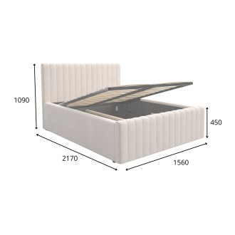 Lit double ELORIA 140x200 gris anthracite avec tête de lit capitonnée