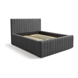 Lit double ELORIA 140x200 gris anthracite avec tête de lit capitonnée