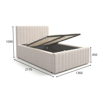 Lit simple ELORIA 120x200 en tissu gris anthracite avec tête de lit capitonnée