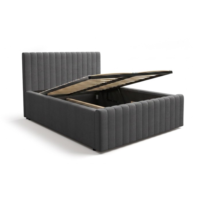 Lit coffre ELORIA 140x200 gris anthracite avec sommier relevable