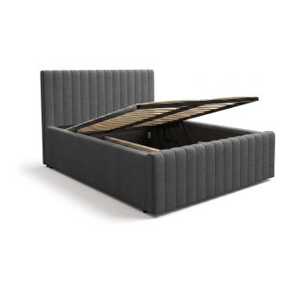 Lit coffre ELORIA 140x200 gris anthracite avec sommier relevable