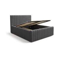 Lit coffre ELORIA 140x200 gris anthracite avec sommier relevable