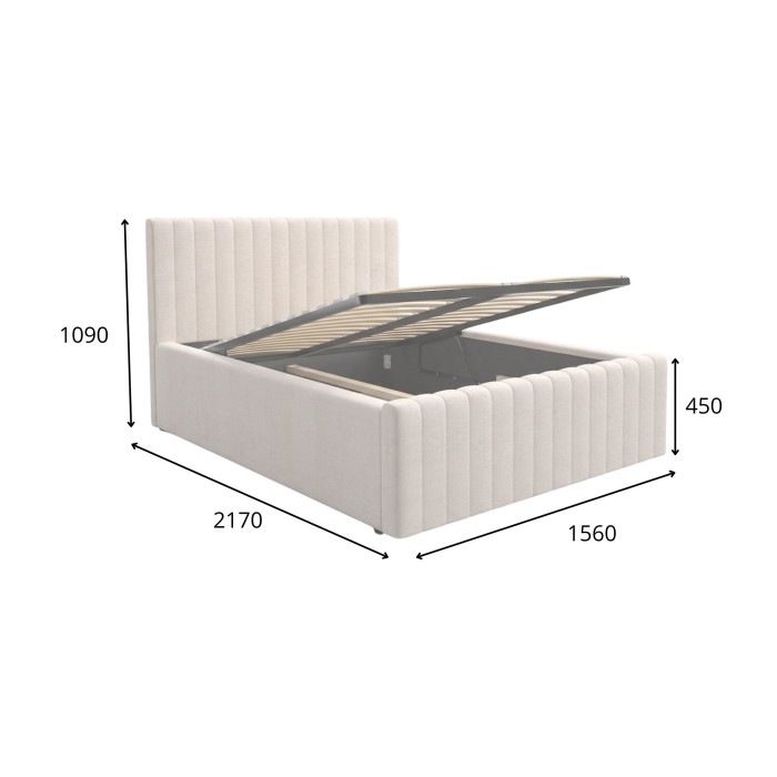 Lit coffre ELORIA 140x200 gris anthracite avec sommier relevable