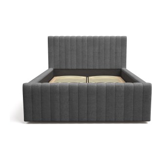Lit coffre ELORIA 140x200 gris anthracite avec sommier relevable