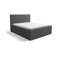 Lit double ELORIA 140x200 gris anthracite avec tête de lit capitonnée