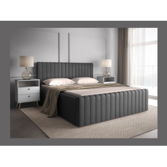 Lit double ELORIA 160x200 gris anthracite avec tête de lit capitonnée