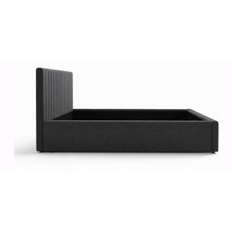 Lit double ELORIA 160x200 gris anthracite avec tête de lit capitonnée
