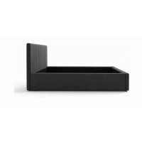 Lit double ELORIA 160x200 gris anthracite avec tête de lit capitonnée