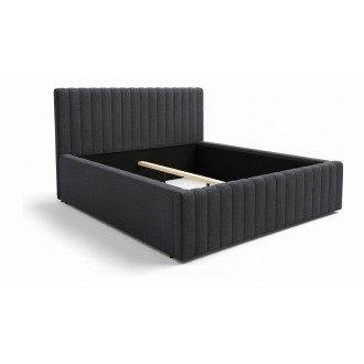 Lit double ELORIA 160x200 gris anthracite avec tête de lit capitonnée