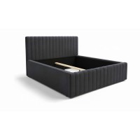 Lit double ELORIA 160x200 gris anthracite avec tête de lit capitonnée