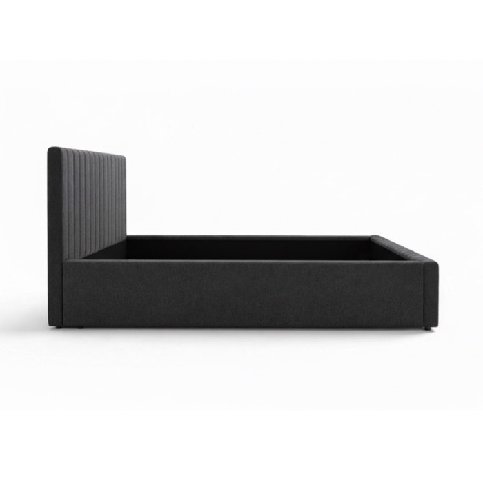 Lit ELORIA 160x200 gris anthracite avec tête de lit capitonnée et sommier inclus