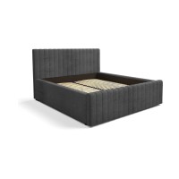 Lit ELORIA 160x200 gris anthracite avec tête de lit capitonnée et sommier inclus