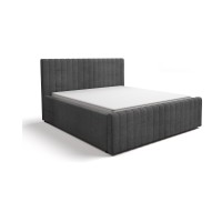 Lit ELORIA 160x200 gris anthracite avec tête de lit capitonnée et sommier inclus