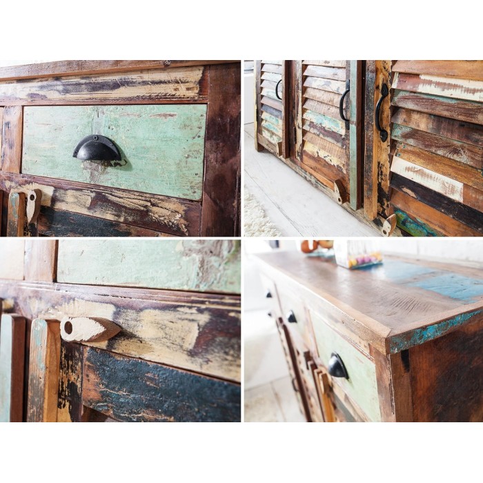 Zoom sur les détails du buffet PATCHWOOD full bois